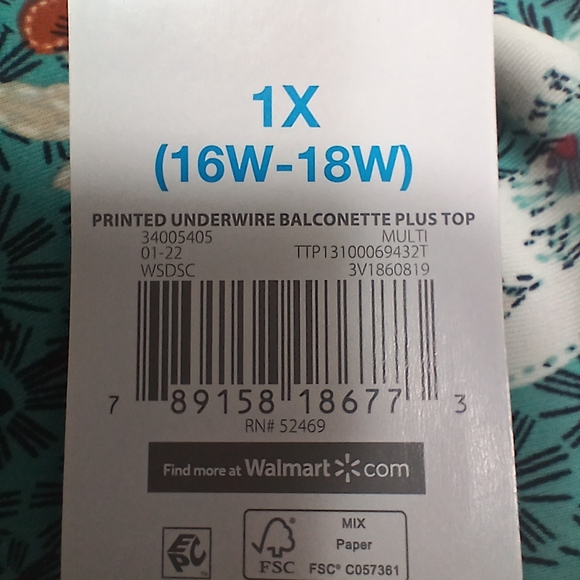 Time and Tru Floral Blue and Pink Swim Set Women's Size Bottoms L TOP 1X - Picture 7 of 12